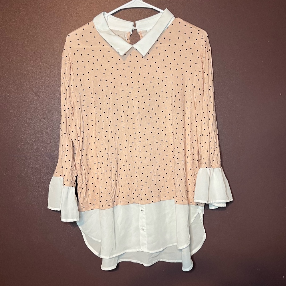 🚫SOLD🚫Elle polka dot faux double layer top